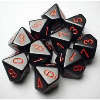 Chessex Opaque Polyhedral Ten d10 Set - Black-red