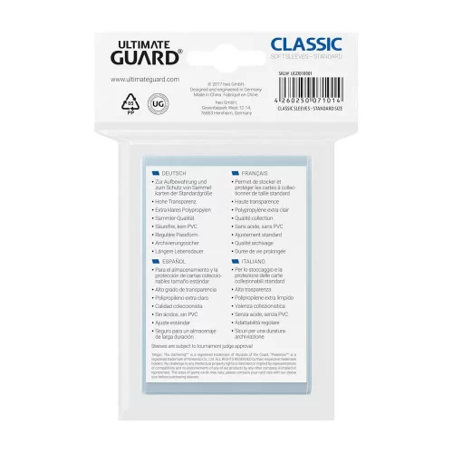 Ultimate Guard - Soft Sleeves Standard Size Transparent (100) - Jokers Lair