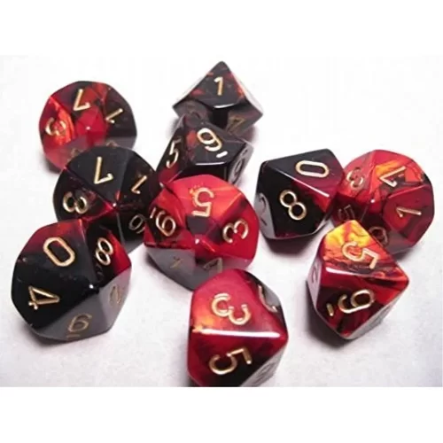 Chessex - Dadi 10 Facce - Gemini Polyedral Ten d10 Sets - Black Red wgold - Jokers Lair