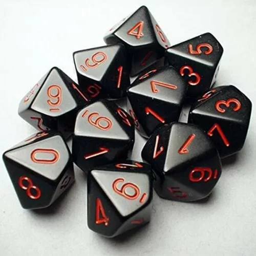 Chessex - Dadi 10 Facce - Opaque Polyedral Ten d10 Sets - Black Red - Jokers Lair
