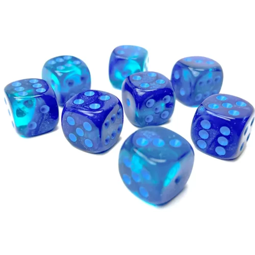 Chessex - Dadi 6 Facce - Set 36 Dadi Gemini - Blue-Light Blue Luminary - Jokers Lair