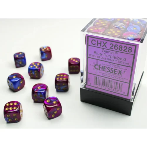 Chessex - Dadi 6 Facce - Set 36 Dadi Gemini - Blue-Purple - Jokers Lair