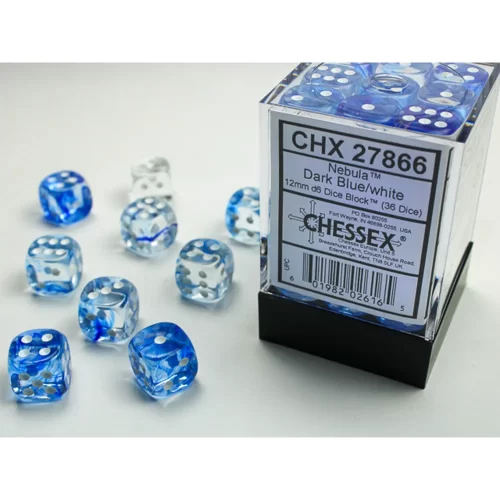 Chessex - Dadi 6 Facce - Set 36 Dadi Signature - Nebula Dark Blue w-White - Jokers Lair