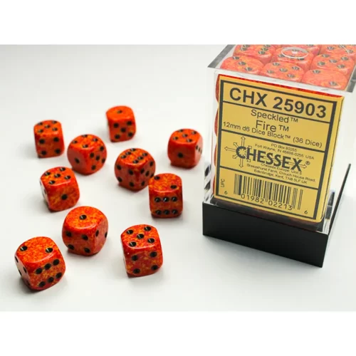 Chessex - Dadi 6 Facce - Set 36 Dadi Speckled - Fire - Jokers Lair