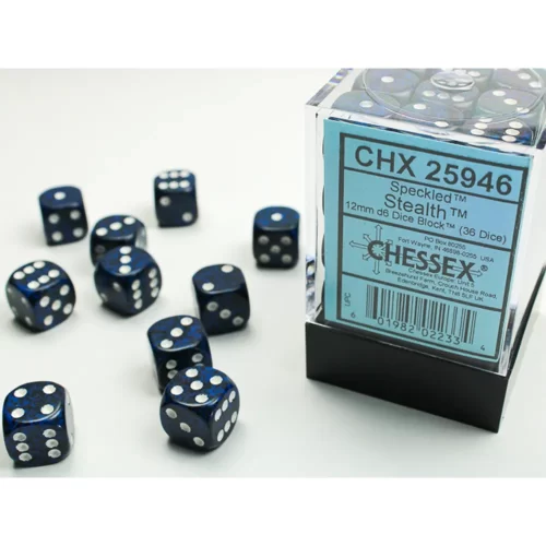 Chessex - Dadi 6 Facce - Set 36 Dadi Speckled - Stealth - Jokers Lair