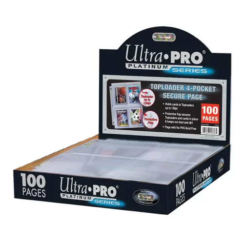 Ultra Pro - 4-Pocket Pages - Secure Platinum Page for Toploaders (100) - Jokers Lair
